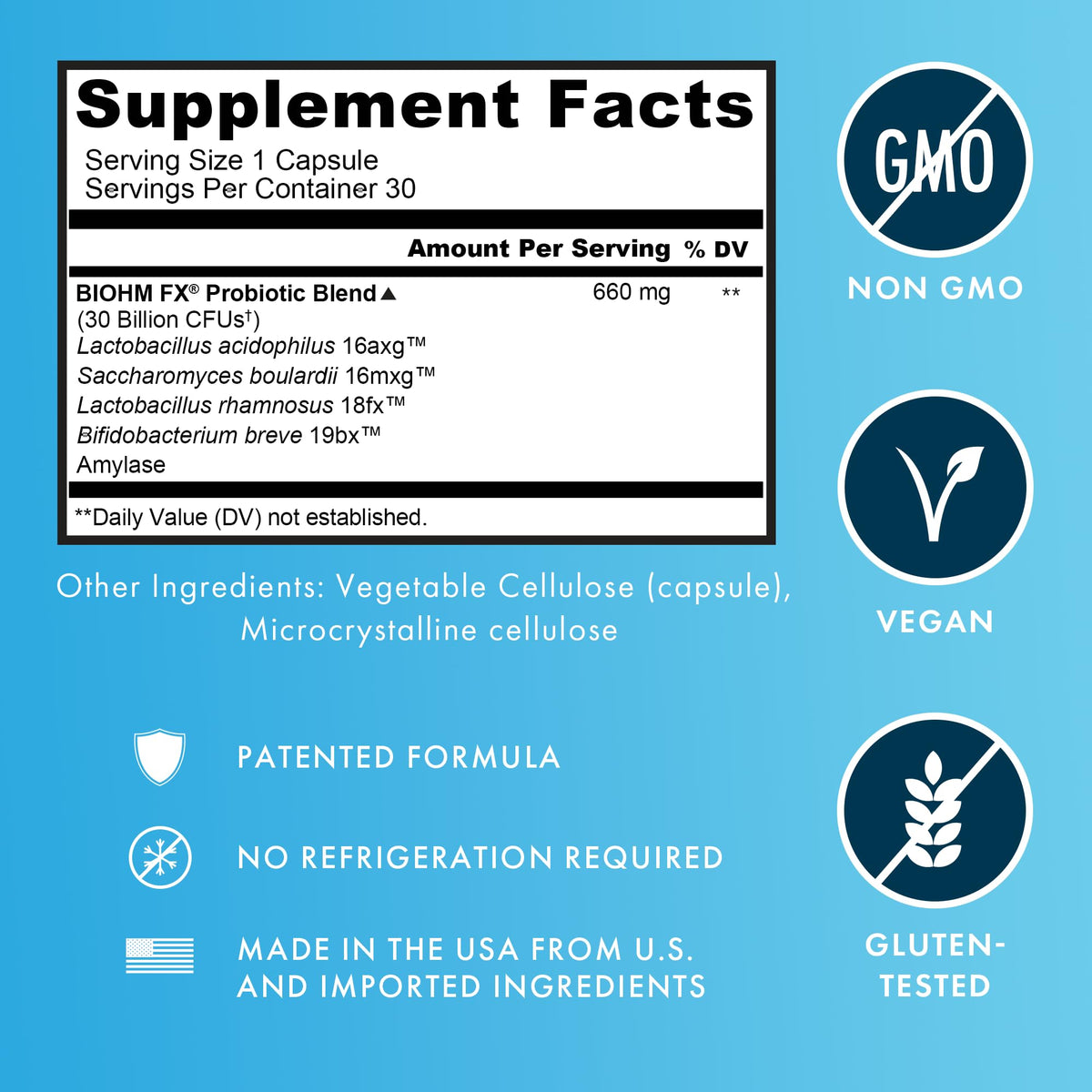 BIOHM Total Probiotic emballage avec informations nutritionnelles