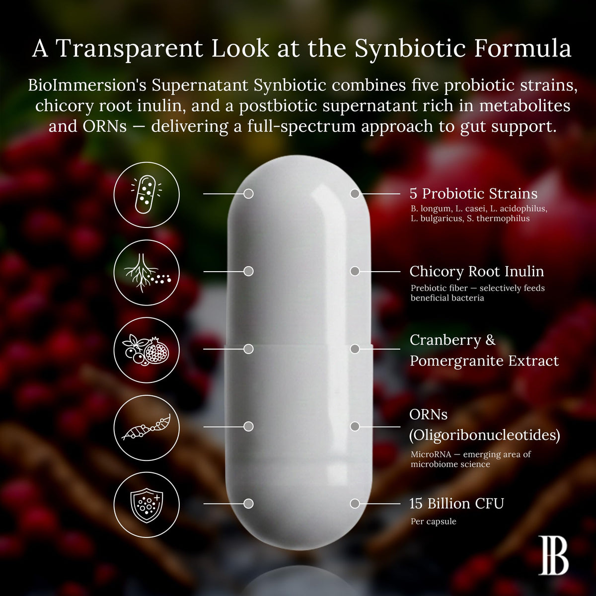 BioImmersion Synbiotique avec canneberges fraîches et grenades