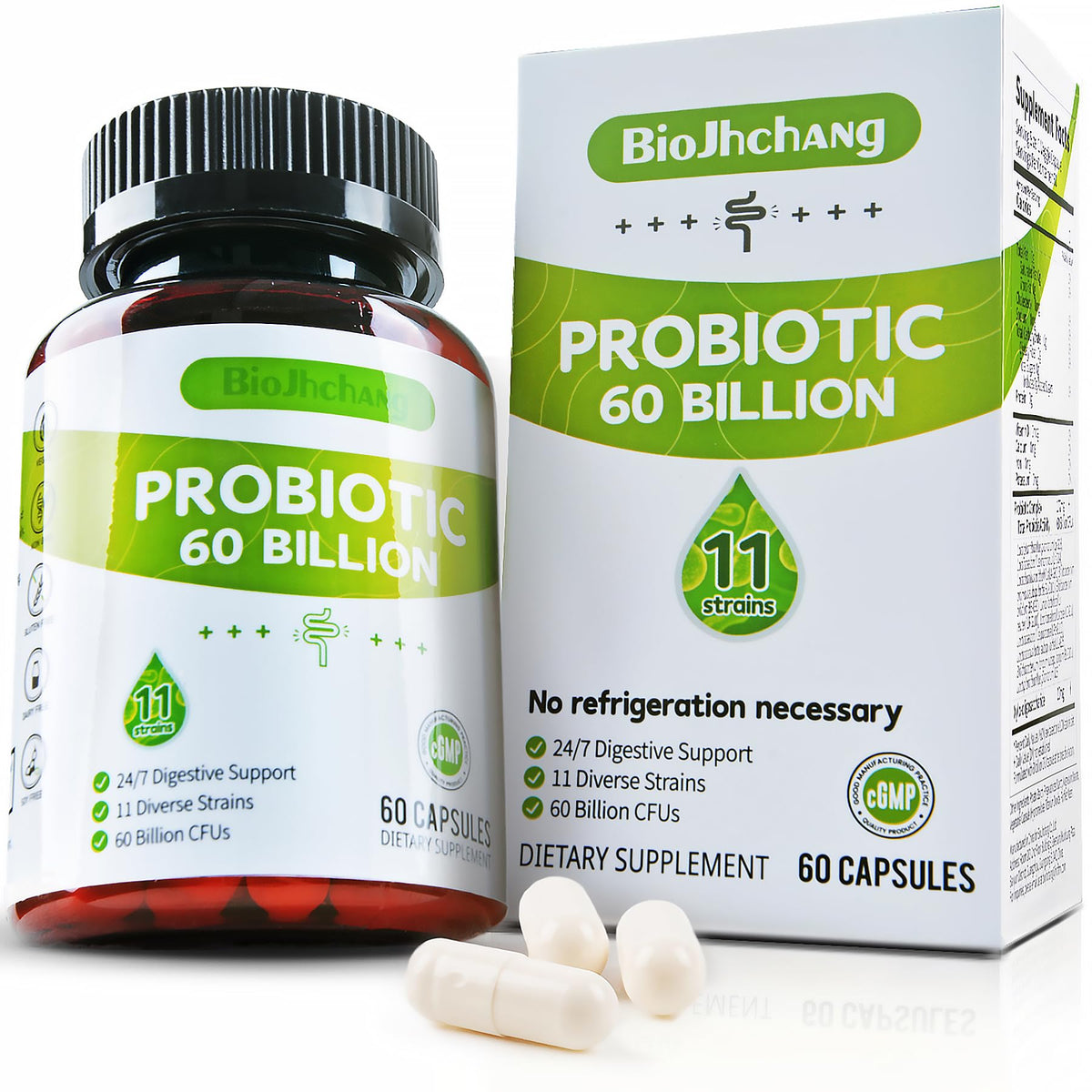 BioJhchang Probiotiques 60 Milliards CFU capsules avant