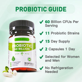 BioJhchang Probiotiques 60 milliards CFU capsules ouvertes