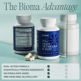BIOMA Nuit Métabolisme 180 capsules sur une table