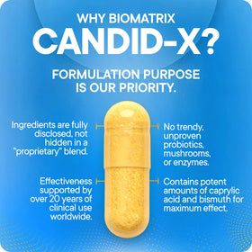 BioMatrix Candid-X 90 capsules sur fond blanc