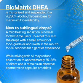BioMatrix DHEA Liquide 30 ml arrière du flacon