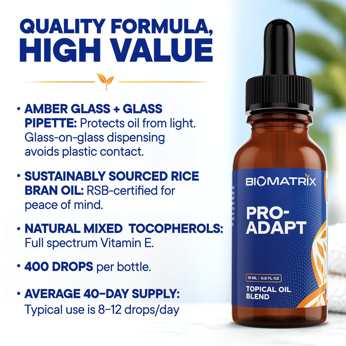 BioMatrix Huile Topique de Progestérone 15 mL avec fond neutre