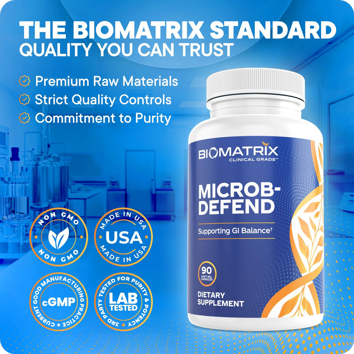BioMatrix Microb-Defend, boîte ouverte montrant les gélules