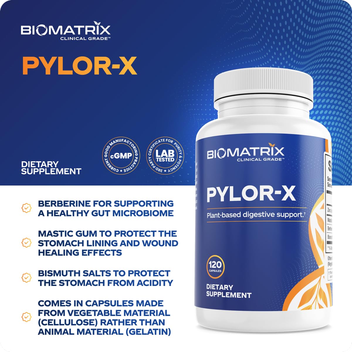 BioMatrix Pylor-X complément alimentaire 120 capsules avec étiquette