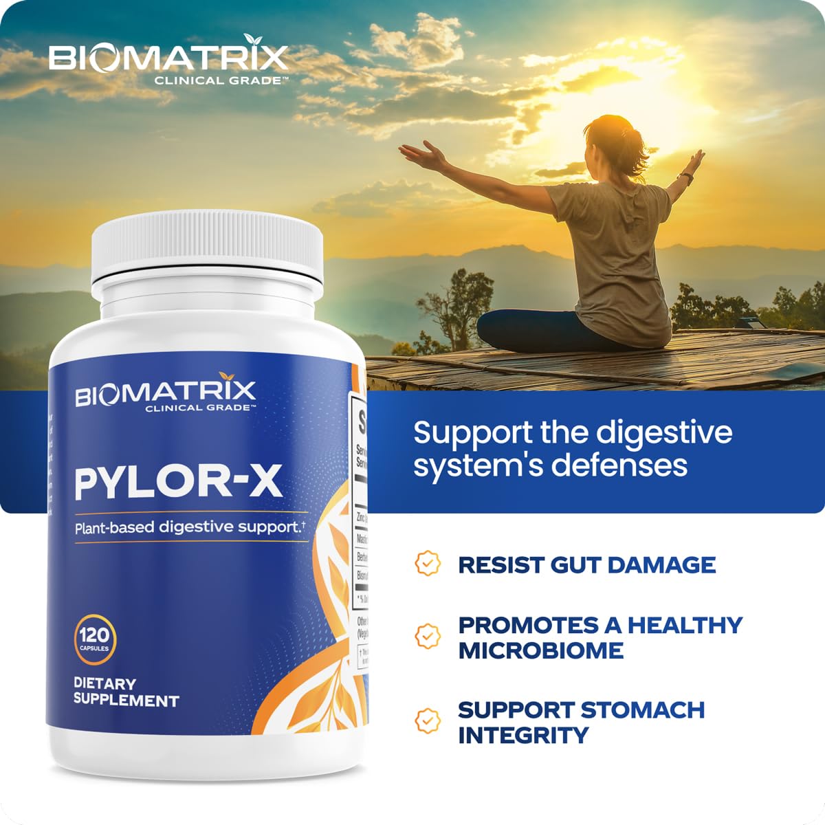 BioMatrix Pylor-X complément alimentaire 120 capsules sur fond blanc