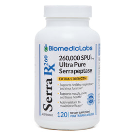 Biomedic Labs RX Serra-RX 260 000 SU Serrapeptase 120 capsules vue avant