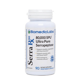 Biomedic Labs RX Serra-RX 80,000 SPU Serrapeptase 90 capsules front view