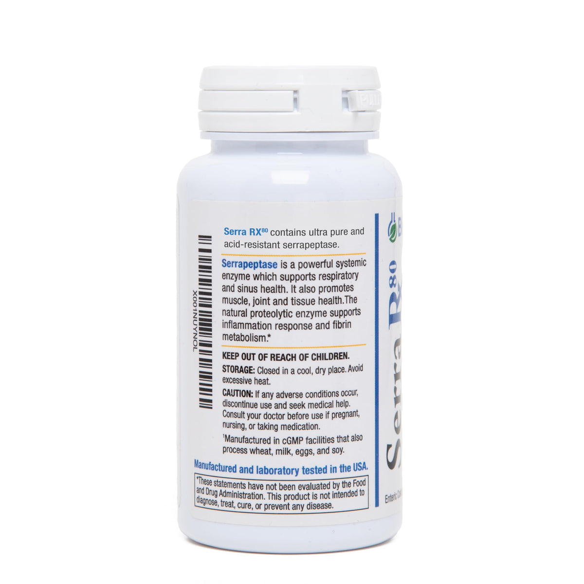 Biomedic Labs RX Serra-RX 80,000 SPU Serrapeptase capsules close-up