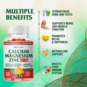BionerLab Gummies Calcium Magnésium Zinc 200g arrière de l'emballage