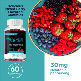 BionerLab Gummies de Mélatonine 30mg avec ingrédients naturels