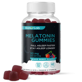 BionerLab Gummies de Mélatonine 30mg vue de face avec emballage