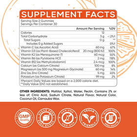 BionerLab Gummies de Potassium et Magnésium 250mg avec saveur d'orange