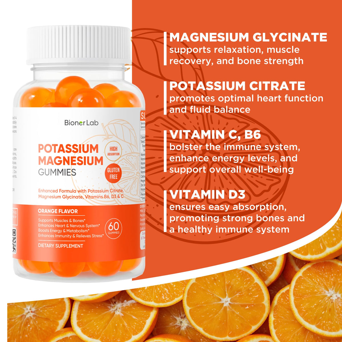 BionerLab Gummies de Potassium et Magnésium 250mg packaging