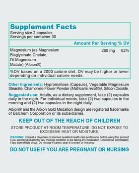 Bionutritional Support Magnésium 260 mg côté avec étiquette