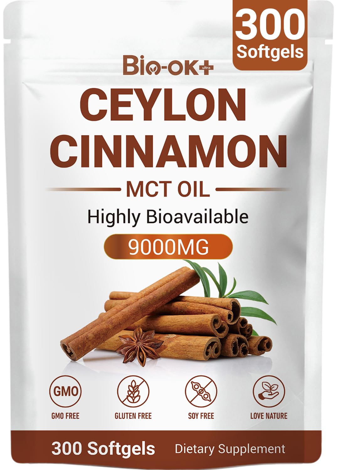 Biookultra Capsules de Cannelle de Ceylan 300 Softgels vue de face