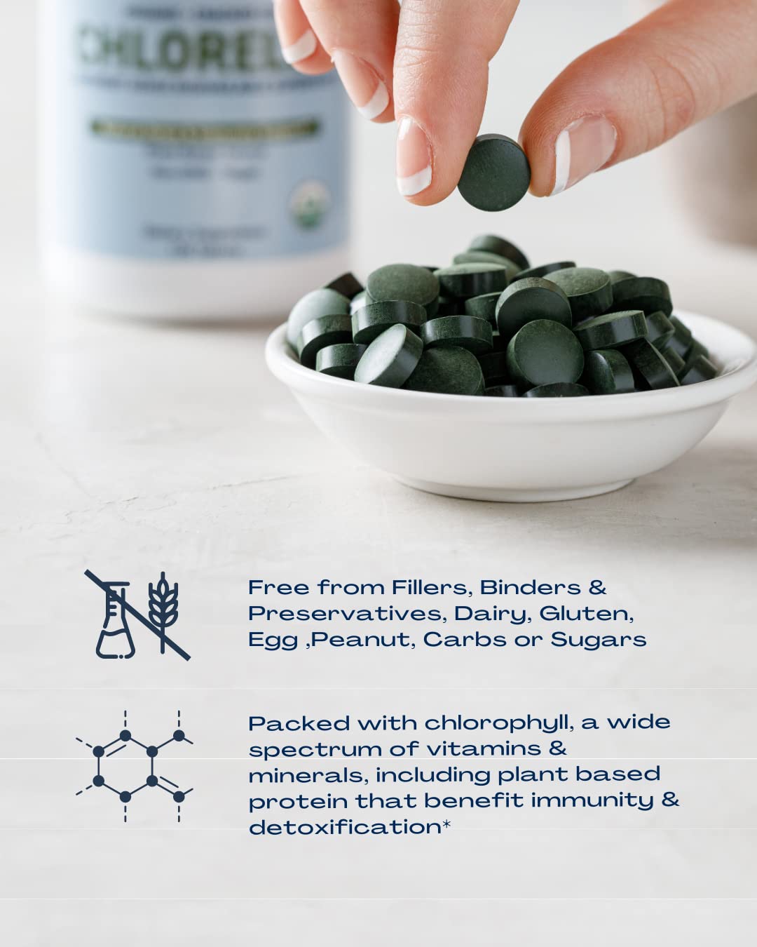 BioOptimal Chlorella Bio 500mg comprimés avec fruits