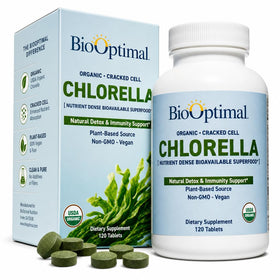 BioOptimal Chlorella Bio 500mg comprimés vue avant