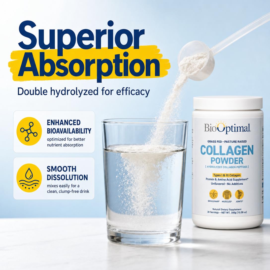 BioOptimal Poudre de Collagène Hydrolysée 381g dans un shake protéiné