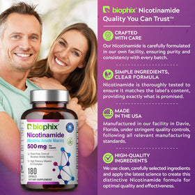 biophix B-3 Nicotinamide 500 mg 180 capsules - présentées avec des ingrédients