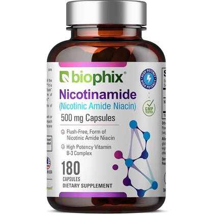biophix B-3 Nicotinamide 500 mg 180 capsules - vue de face