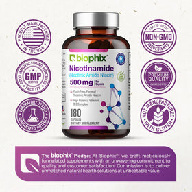 biophix B-3 Nicotinamide 500 mg - capsules sur une table