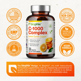 biophix Complex de Vitamine C 1000 mg, emballage avec étiquette claire