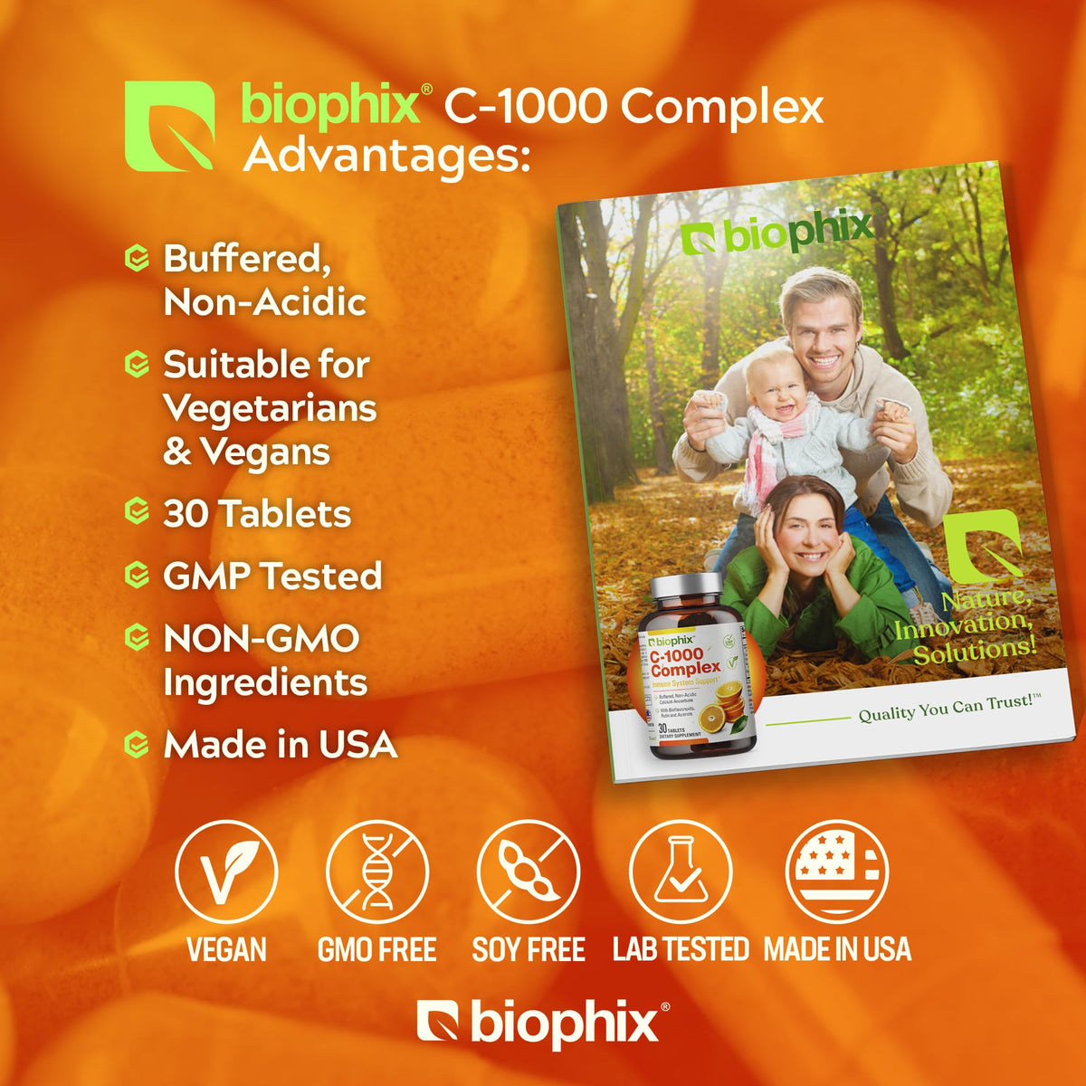 biophix Complex de Vitamine C 1000 mg, vue arrière de l'emballage