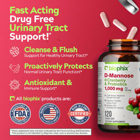 biophix D-Mannose 1000mg Capsules avec Canneberge, côté