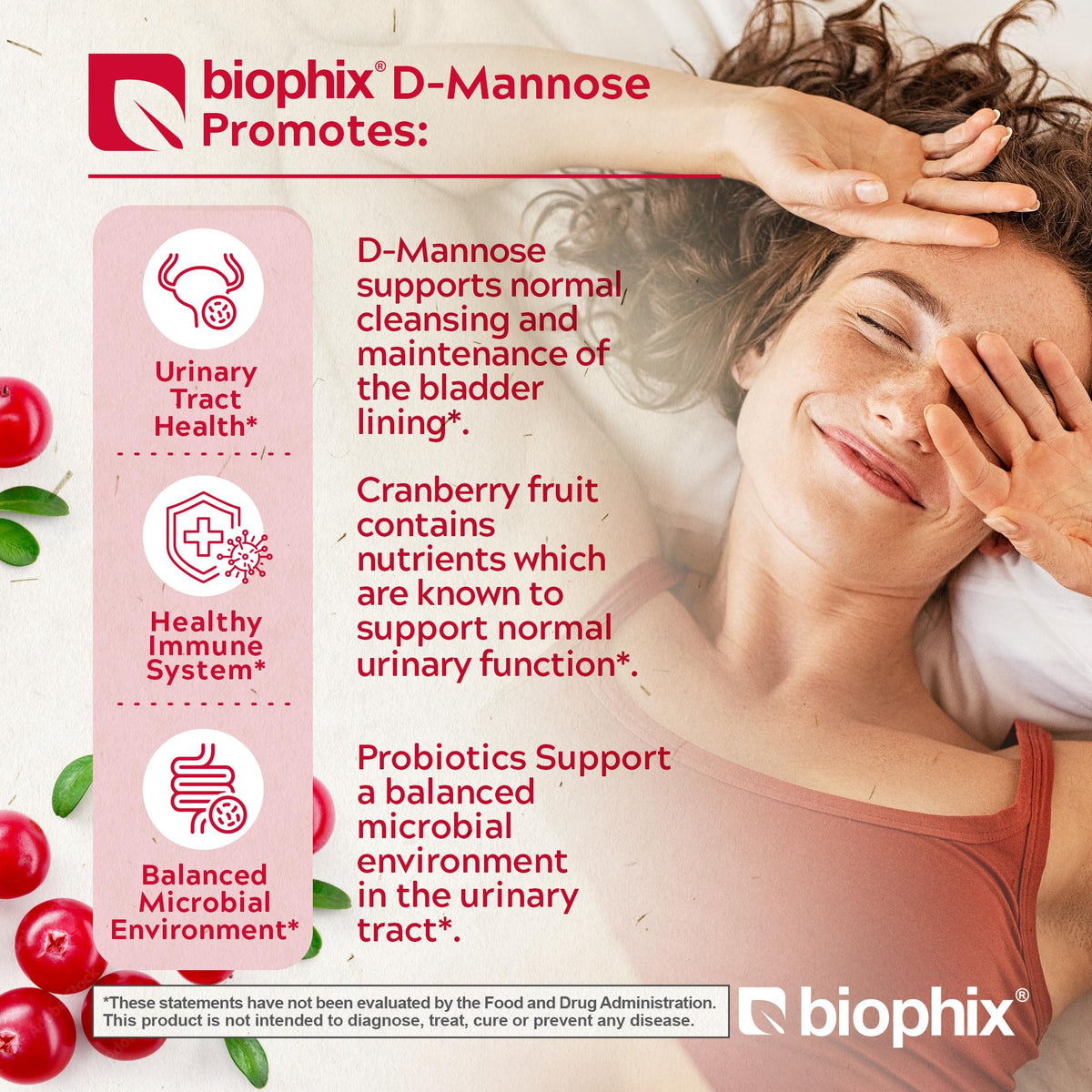 biophix D-Mannose 1000mg Capsules, vue arrière avec ingrédients