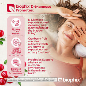 biophix D-Mannose 1000mg Capsules, vue arrière avec ingrédients