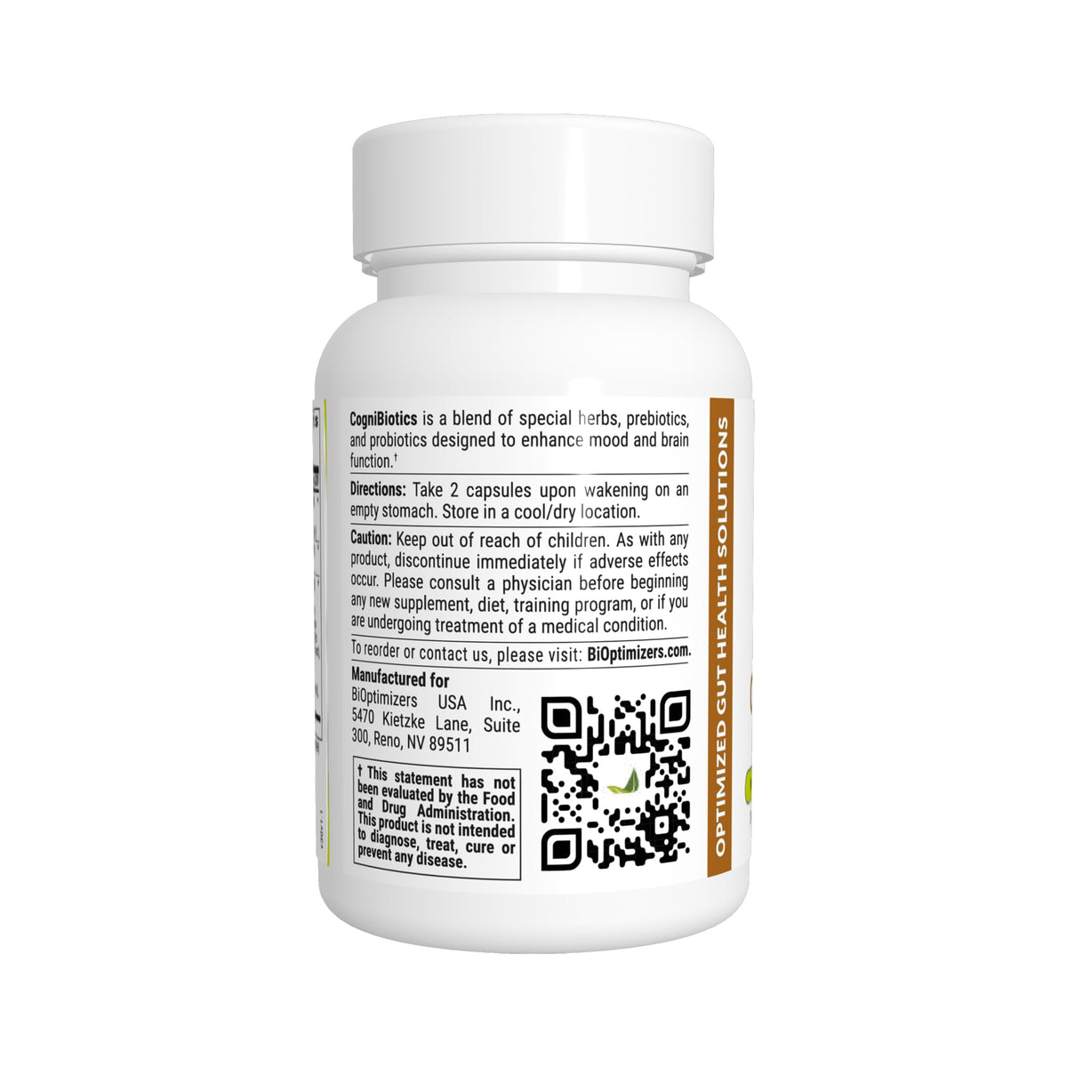 BIOptimizers Cognibiotics 30 capsules vue de côté