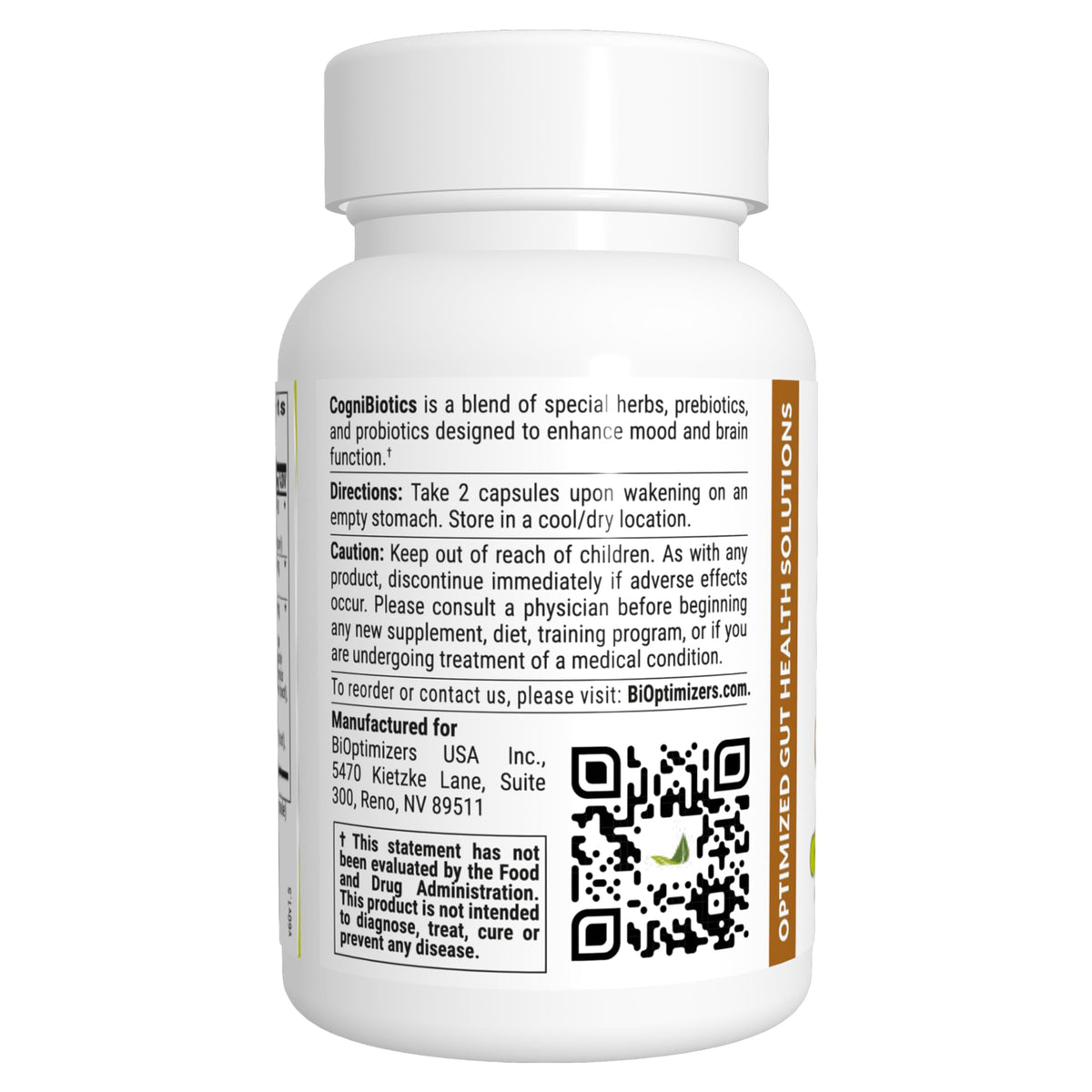 BIOptimizers Cognibiotics Complément Alimentaire 60 Capsules avec étiquette
