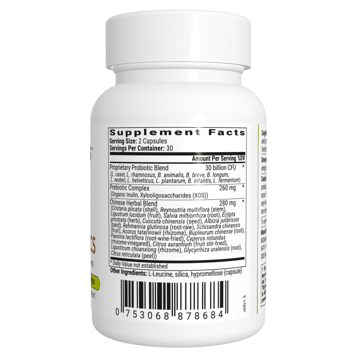 BIOptimizers Cognibiotics Complément Alimentaire 60 Capsules vue arrière