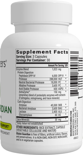 BIOptimizers Gluten Guardian 3.0 emballage et capsules