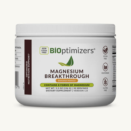 BIOptimizers Magnesium Breakthrough Drink 209g en poudre, saveur banane mangue