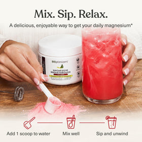 BIOptimizers Magnesium Breakthrough Drink dans un verre d'eau