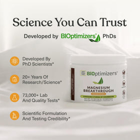BIOptimizers Magnesium Breakthrough Drink en poudre, vue de côté