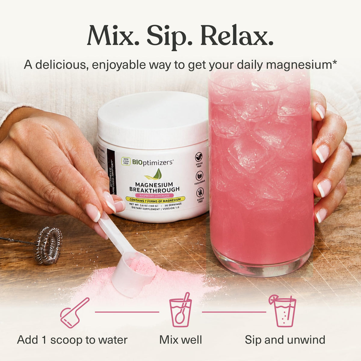 BIOptimizers Magnesium Breakthrough Drink side view of packaging