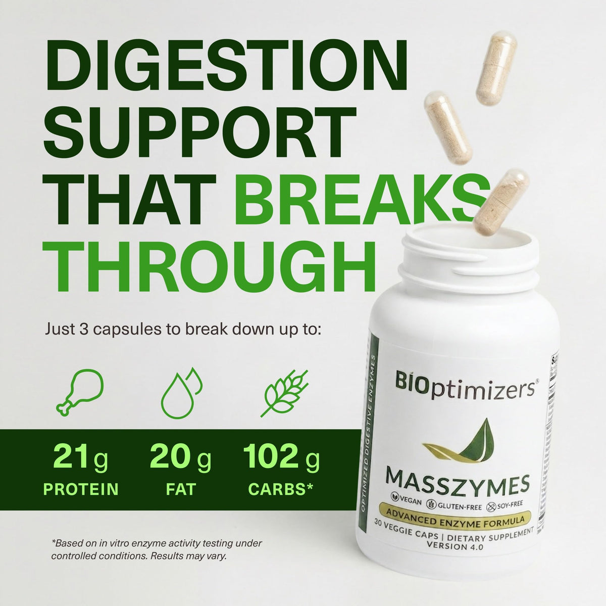 BIOptimizers MassZymes vue de côté avec étiquette