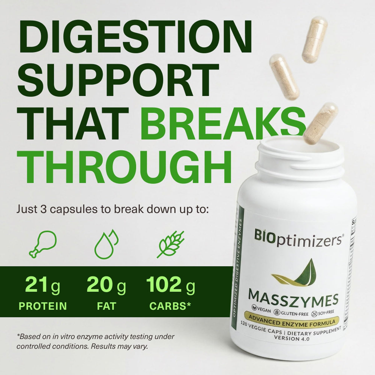 BIOptimizers MassZymes - vue de l'arrière de l'emballage
