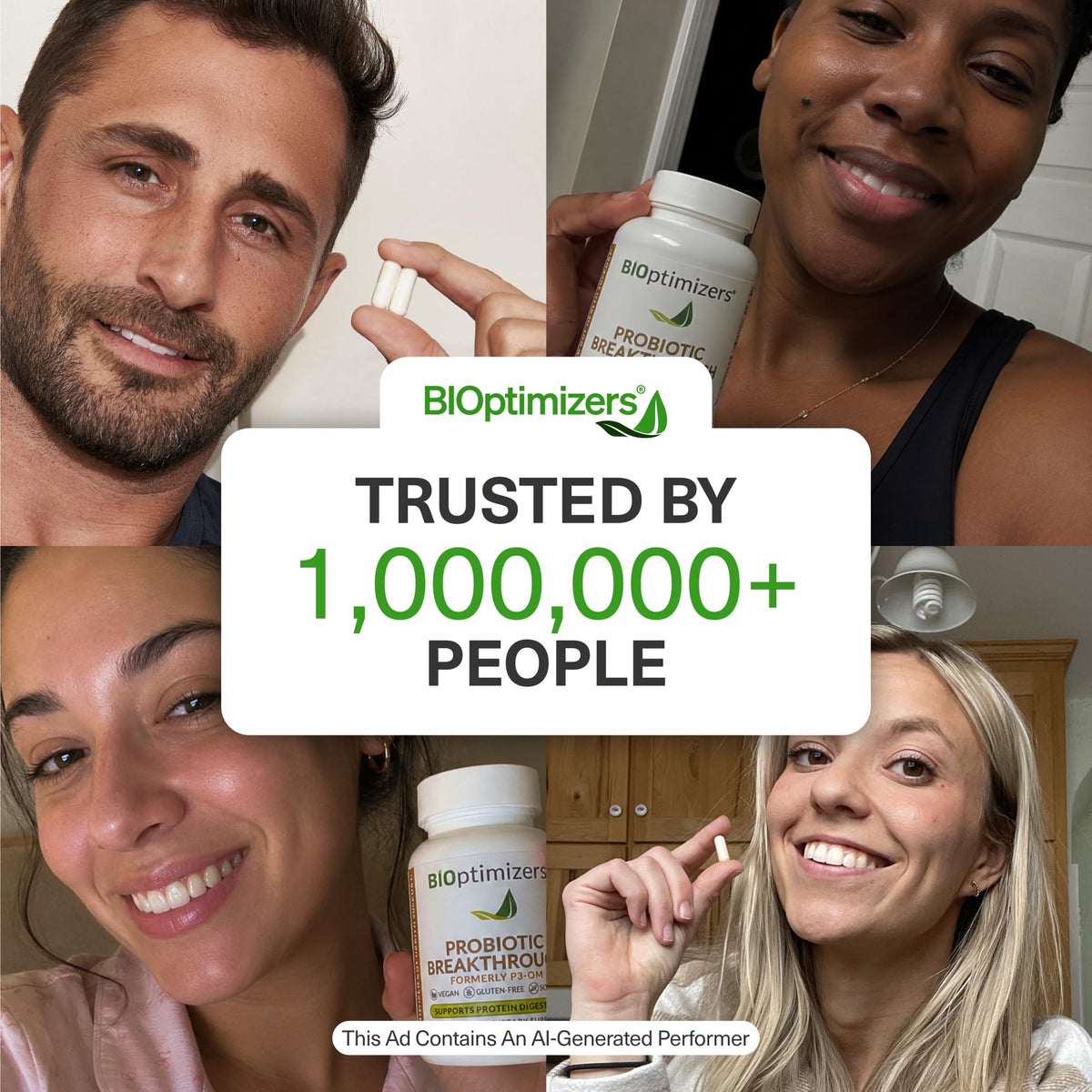 BIOptimizers Probiotic Breakthrough 120 capsules, présentation sur un fond neutre