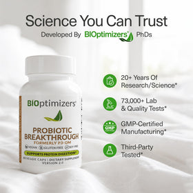 BIOptimizers Probiotic Breakthrough capsules végétales en gros plan