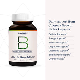 BioPure Chlorella Growth Factor 100g avec des fruits frais