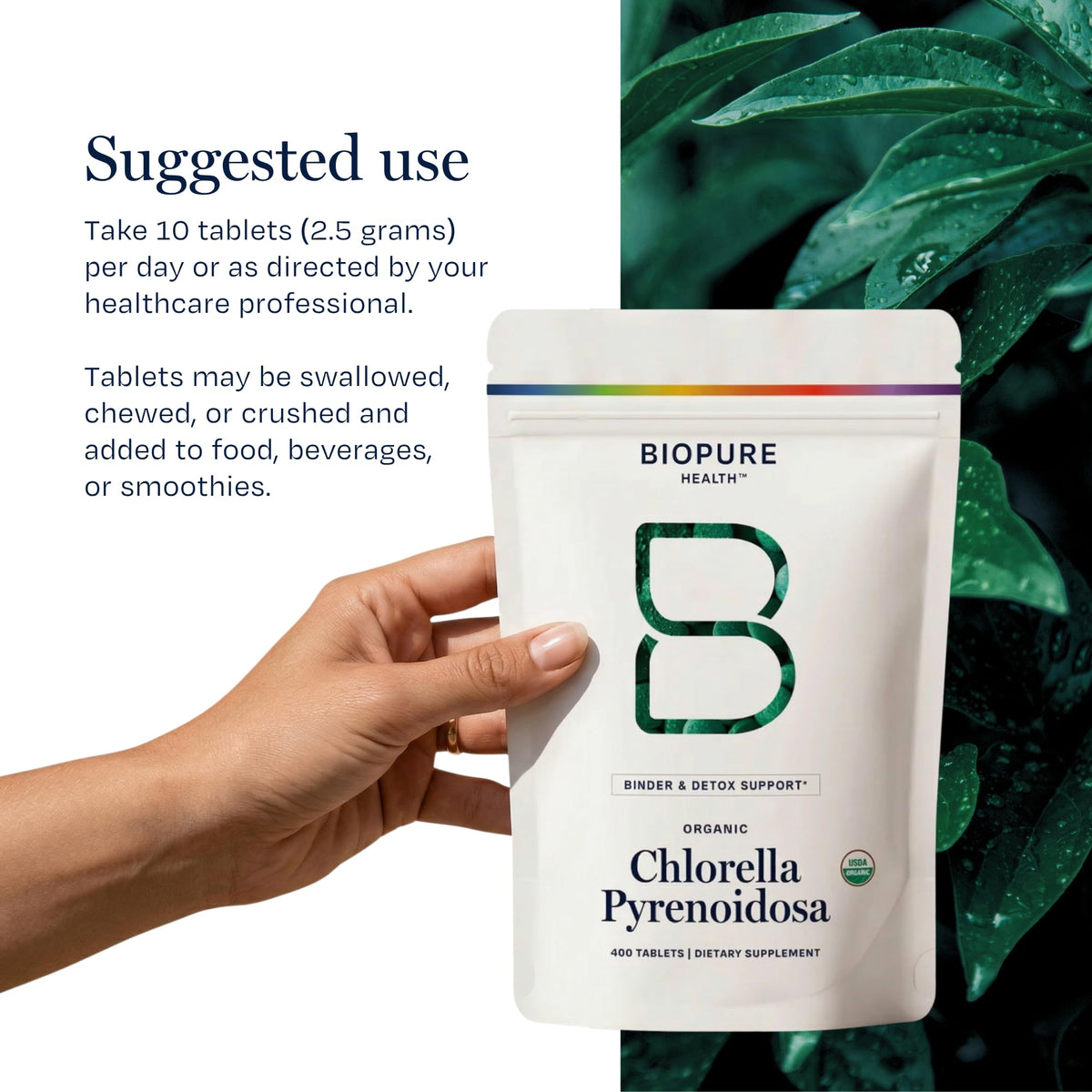 BioPure Chlorella Pyrenoidosa 400 comprimés - prise quotidienne