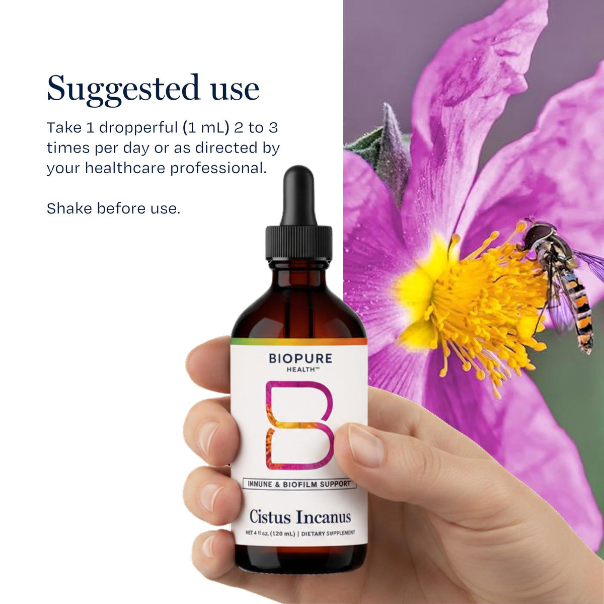 BioPure Cistus Incanus étiquette détaillant les ingrédients