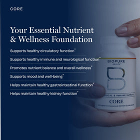 BioPure Core 240 capsules avec un fond neutre