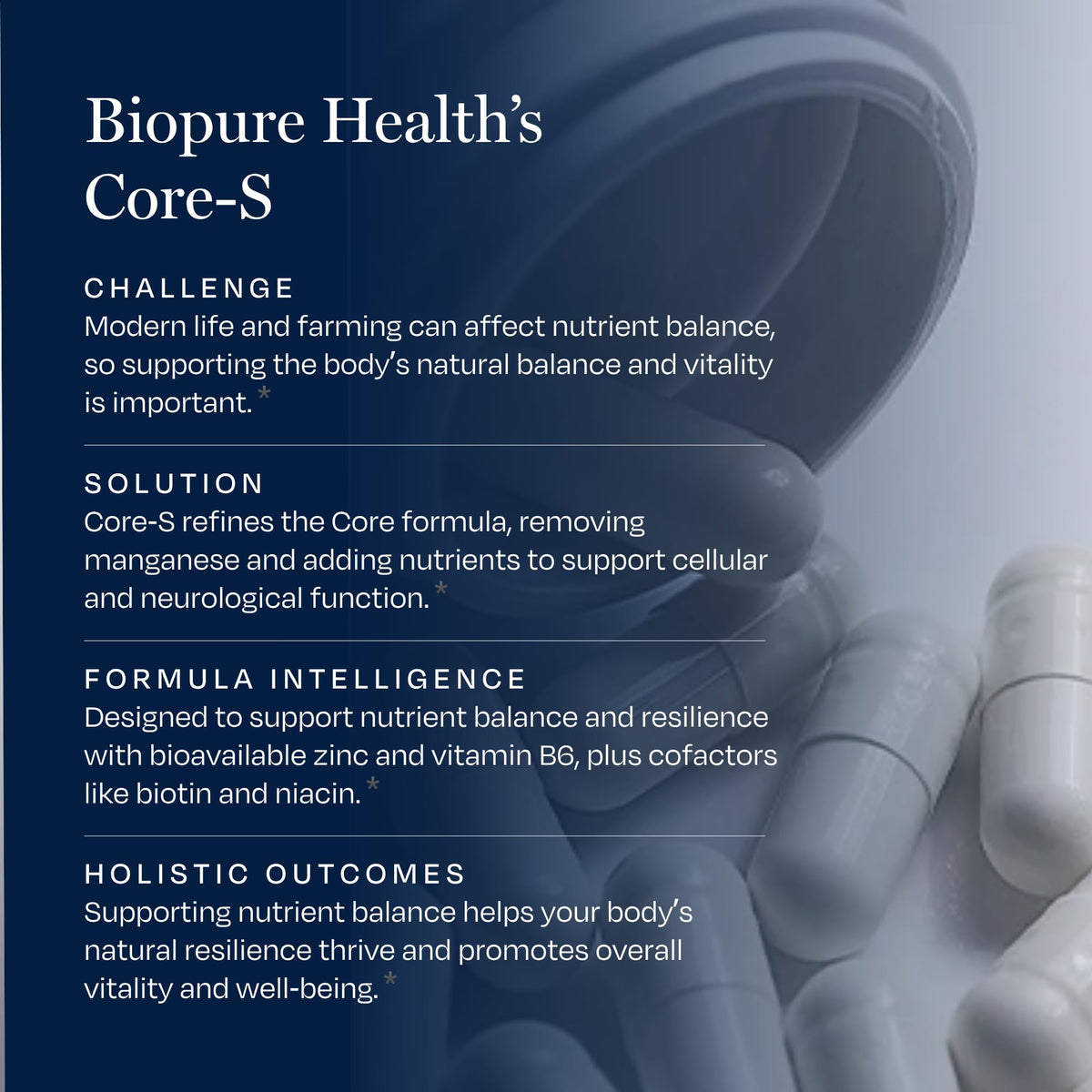 BioPure Core-S gélules ouvertes montrant leur taille