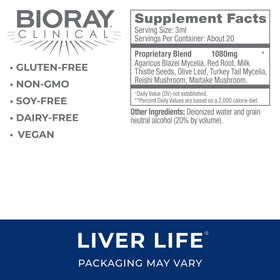BIORAY Clinical Liver Life 60 ml gouttes dans un verre